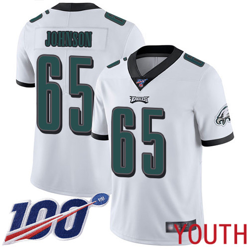 Youth Philadelphia Eagles #65 Lane Johnson White Vapor Untouchable NFL Jersey Limited Player Season